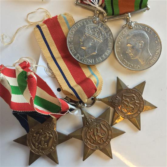 WWII service medals incl. the African Star and the Italy Star